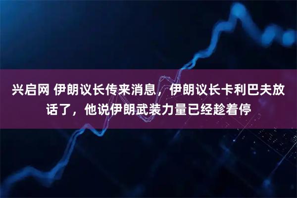 兴启网 伊朗议长传来消息，伊朗议长卡利巴夫放话了，他说伊朗武装力量已经趁着停